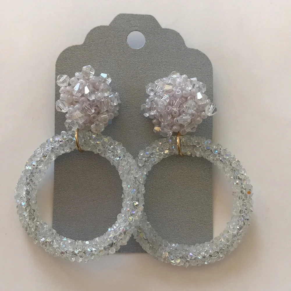 Glitter and Bead Earrings - Picture 1 of 4
